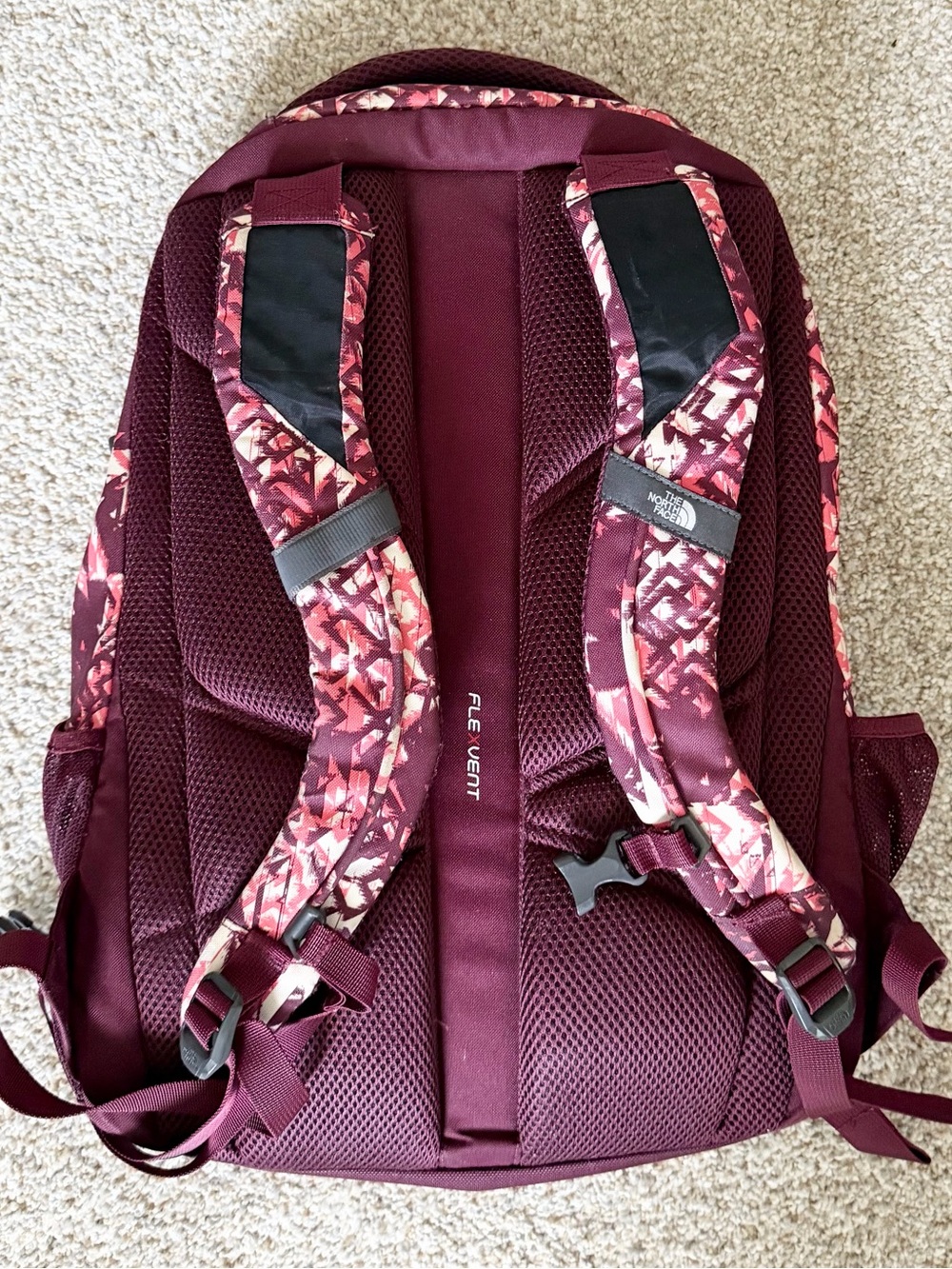The North Face Burgundy & Pink Patterned Women's Backpack - Picture 2 of 2